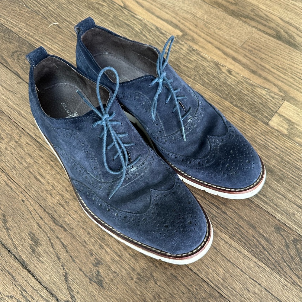 Men's Blue Suede Oxford Shoes
